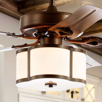 Edith 52" Metal/Wood LED Ceiling Fan With Remote - JONATHAN Y